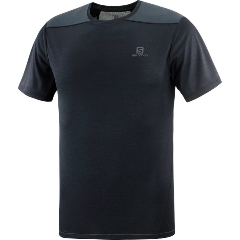 Camiseta Salomon Outline Corta Sleeve Hombre Negros | MX GMOJ321